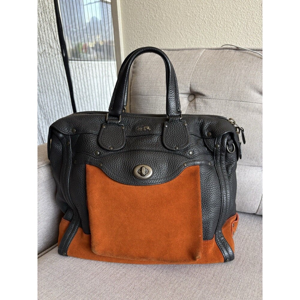 RARE! Coach Rhyder 33 Satchel in Workwear Leather/Suede ColorBlock Handbag